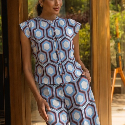 Túnica estampada com botões dourados Ferrache