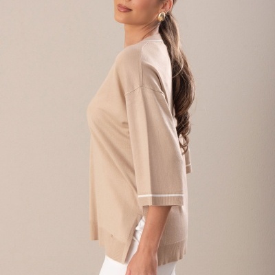 Camisola de malha fluida com detalhe de tira a contrastar Ferrache