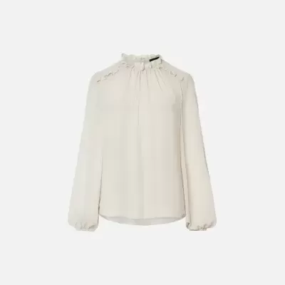 Blusa lisa com detalhe de folhos e manga abalonada Scripta