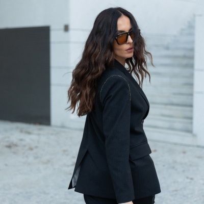 Blazer em tecido riscado Scripta