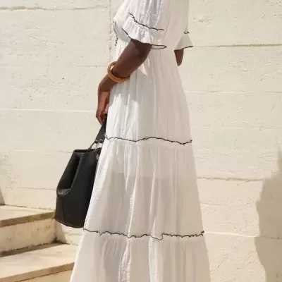 Vestido Comprido com Bordados Spaccio