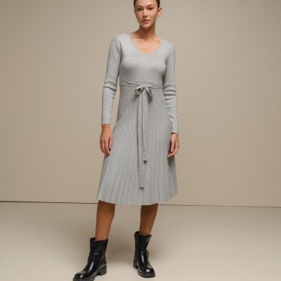 Vestido de malha em lurex com cinto SMF