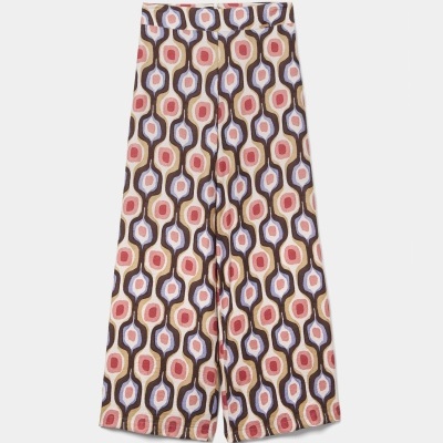 Calças pantalona com estampado colorido Lion of Porches