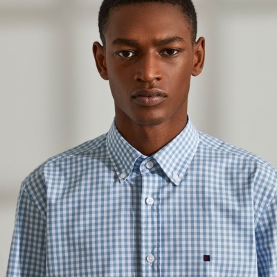 Camisa slim fit de algodão com padrão de xadrez Lion of Porches