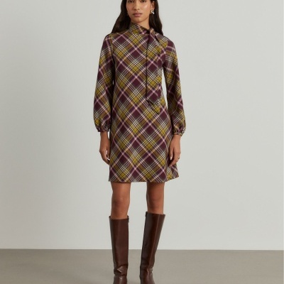 Vestido tartan manga comprida Lion of Porches