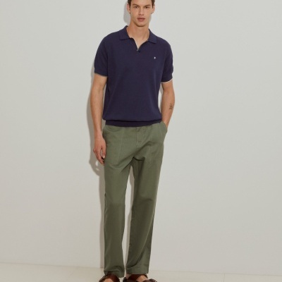 Polo manga curta em linho e algodão Lion of Porches