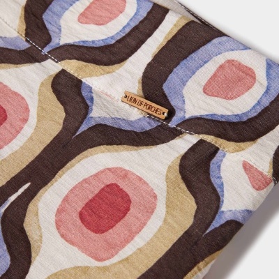 Calças pantalona com estampado colorido Lion of Porches