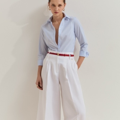 Camisa regular fit às riscas em algodão Lion of Porches