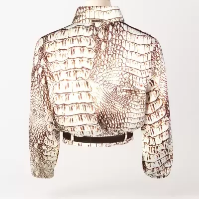 Camisa estampada animal em cetim Sahoco