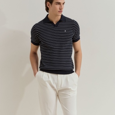 Polo às riscas em malha de algodão Lion of Porches