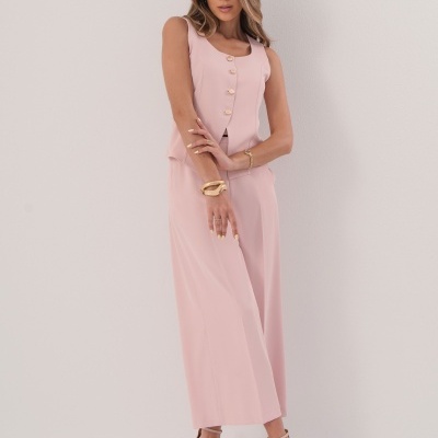 Calça culotte fluida com detalhe metálico Ferrache