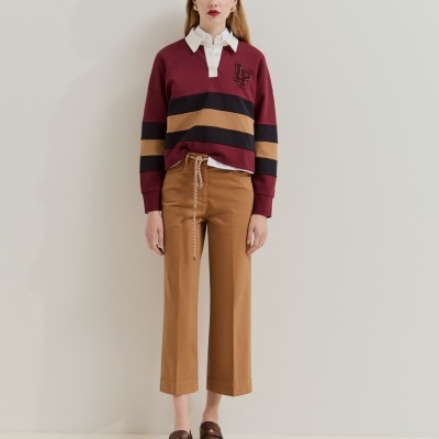 Calças wide leg com cordão tricolor Lion of Porches