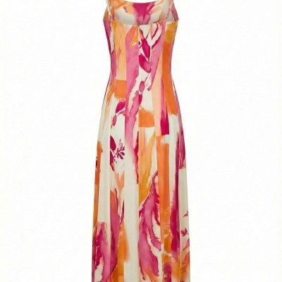 Vestido comprido com padrão e alça fina Scripta