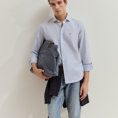 Camisa slim fit de algodão às riscas Lion of Porches