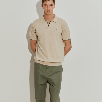 Polo manga curta em linho e algodão Lion of Porches