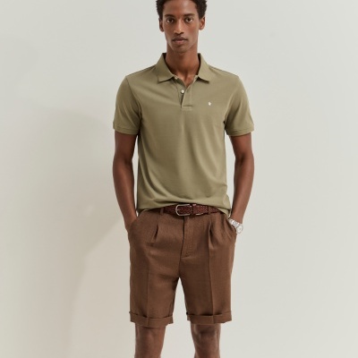 Polo de manga curta slim fit em algodão Lion of Porches