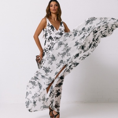 Vestido estampado plissado Swallow