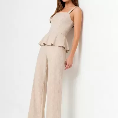 Top Peplum com Riscas e Alças Removíveis Sahoco