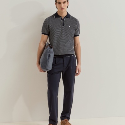 Polo de manga curta em malha de algodão Lion of Porches