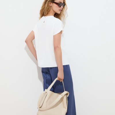 Blusa fluida manga curta Decenio