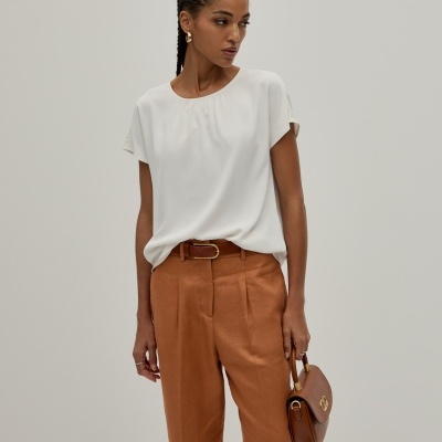 Blusa fluida manga curta Decenio