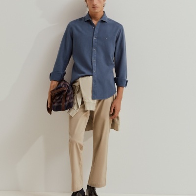 Camisa slim fit de algodão Lion of Porches