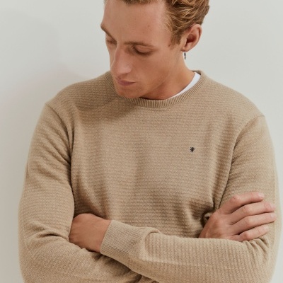 Camisola malha com textura em algodão Lion of Porches