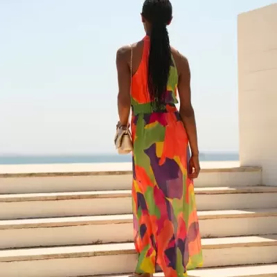 Vestido comprido estampado Spaccio