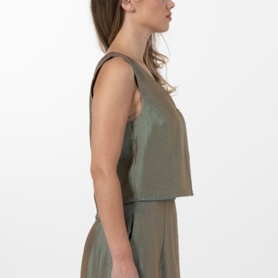 TOP DE ORGANZA COM EFEITO BICOLOR ANA SOUSA