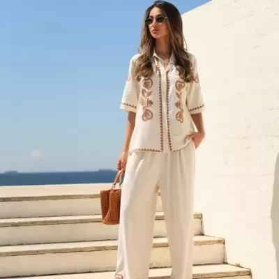 Conjunto Bordado Camisa e Calças Spaccio