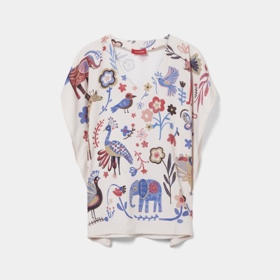 Blusa poncho com estampado Lion of Porches