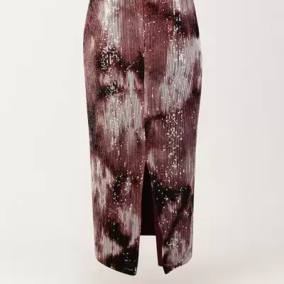 Saia Midi Lápis em Lantejoulas Sahoco