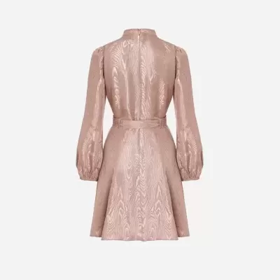 Vestido estampado com cinto e mangas abalonadas Scripta