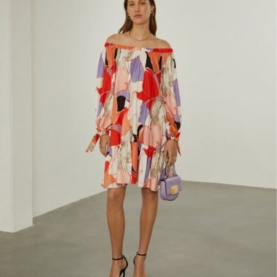 Vestido curto com padrão abstrato Lion of Porches