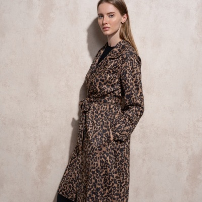 Trench coat com estampa animal SMF