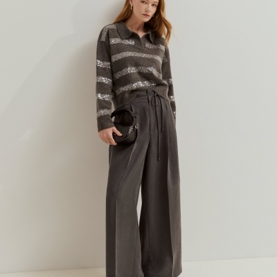 Camisola de malha às riscas em lantejoulas Lion of Porches