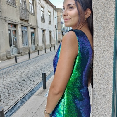 Vestido justo lantejoulas Ferrache