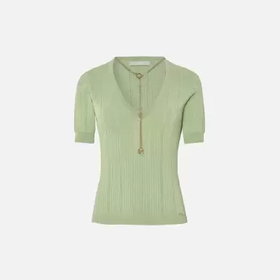 Camisola em com decote em V com fio personalizado Scripta