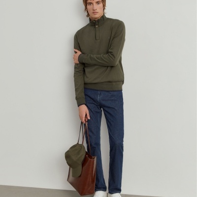 Sweater de algodão com botões e meio fecho Lion of Porches