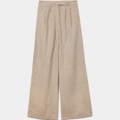 Calça wide leg em linho e algodão Lion of Porches