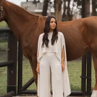 Calças de Perna larga em Tecido Texturizado Sahoco