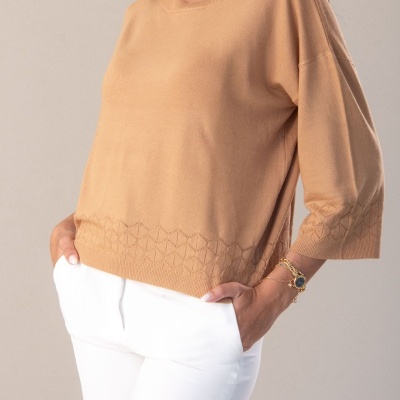 Camisola de malha fluida com detalhe perfurado Ferrache