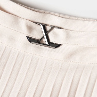 Saia midi plissada com cinto Decenio