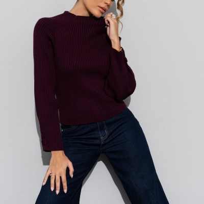 Camisola de malha canelada com botão forrado Ferrache