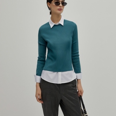 Camisola malha canelada de lã Decenio