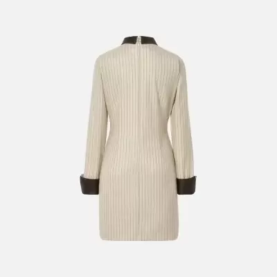 Vestido às riscas com pormenor na gola e mangas Scripta