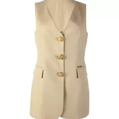 Colete Comprido com Linho Sahoco