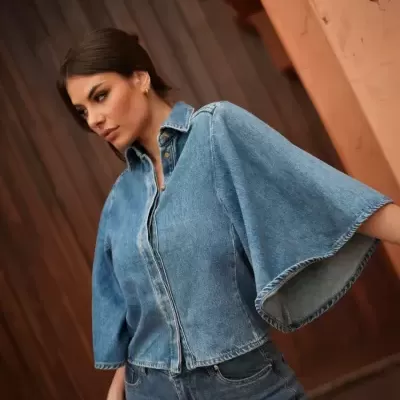 Camisa Demin com Manga Ampla Spaccio