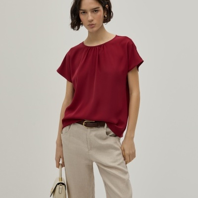 Blusa fluida manga curta Decenio