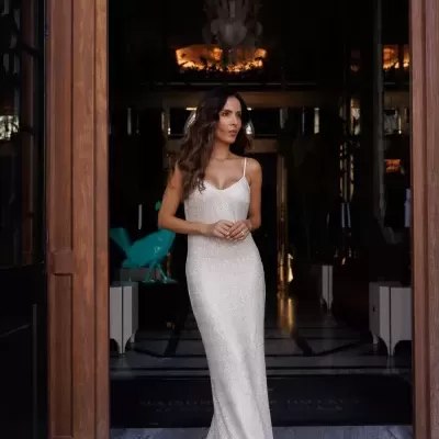 Vestido comprido de costas abertas Scripta